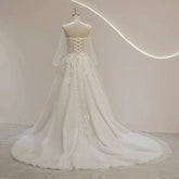 SL-9293 Suli Romantic Sweetheart Neckline Puff Long Sleeve Bride Wedding Dress Lace Appliques Beading Bohemian Bridal Gown